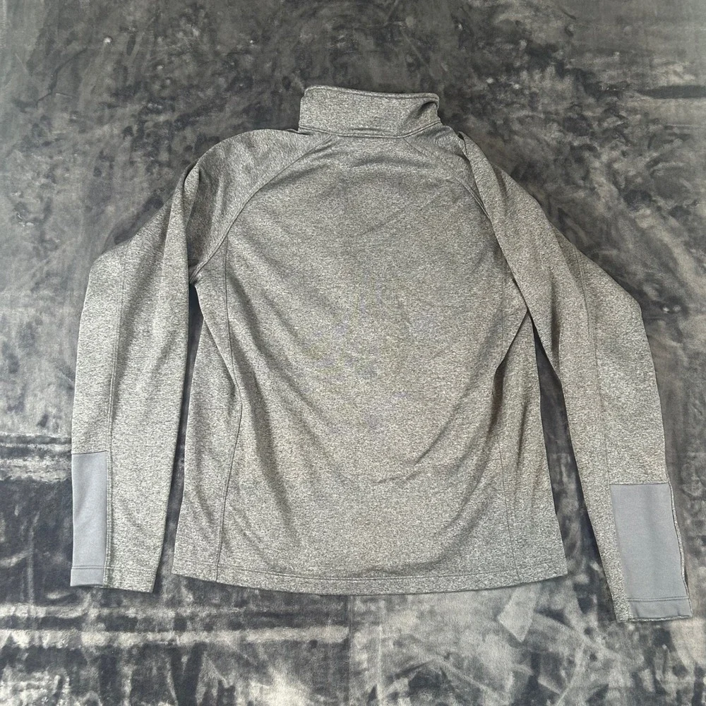 The North Face Fleece Jacket Mens Medium Gray Red Full Zip Mock Neck